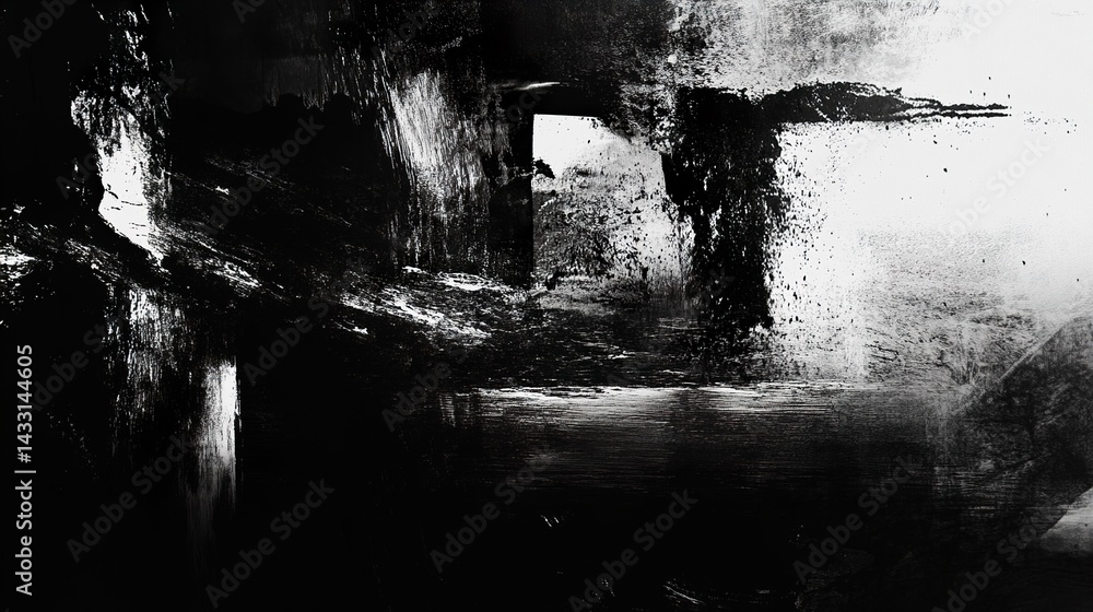 Fototapeta premium Abstract Black and White Painting