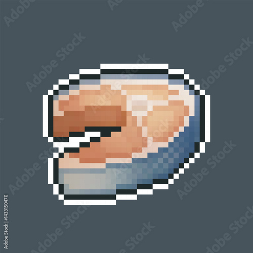 Fish meat in pixel art style with isolated background