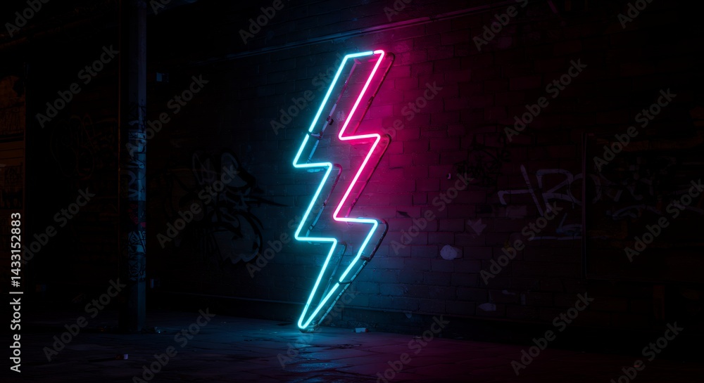 Obraz premium Vibrant neon lightning bolt graphic design
