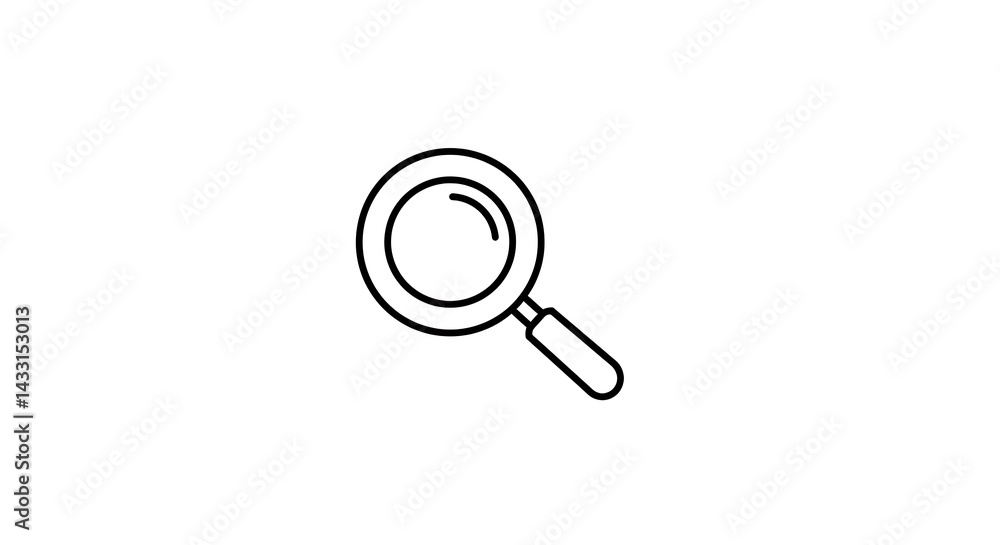 Magnifying Glass Icon: Minimalist Line Art Design Magnifying Glass Icon: Minimalist Line Art Design
