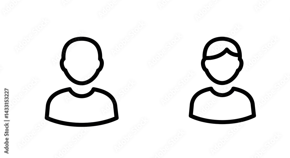 Minimalist Line Art: Two Simple User Icons Minimalist Line Art: Two Simple User Icons