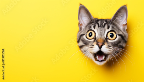 Wallpaper Mural Surprised cat close up with yellow background

 Torontodigital.ca