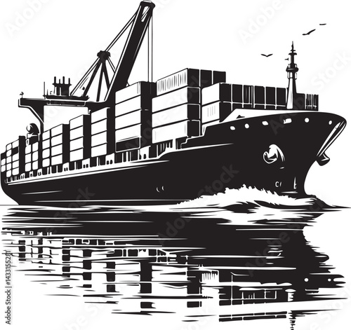 Cargo ship vector