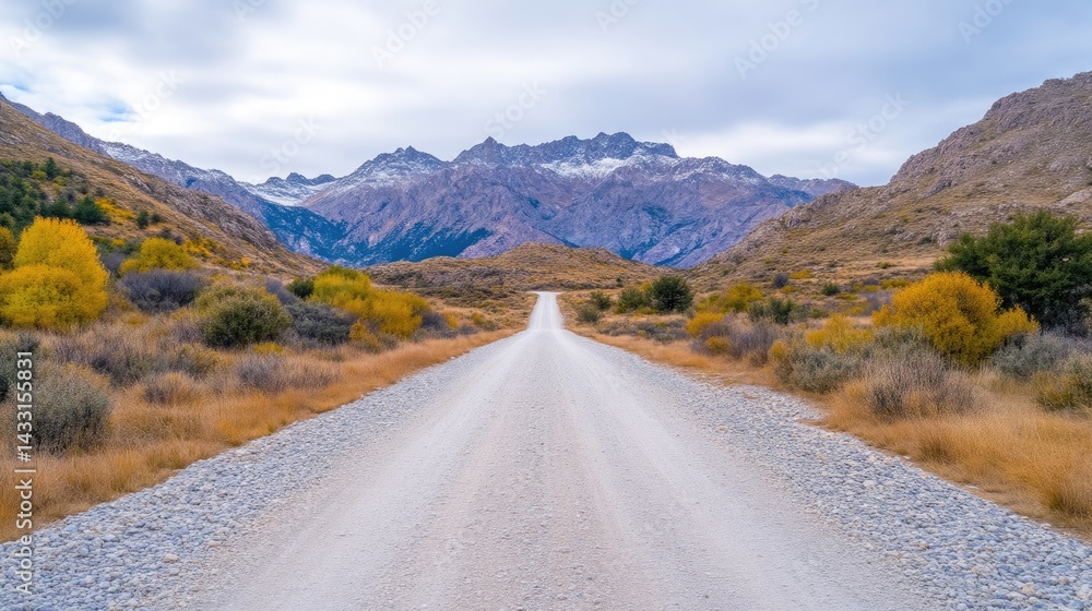 Fototapeta premium Scenic gravel road winding through autumnal landscape