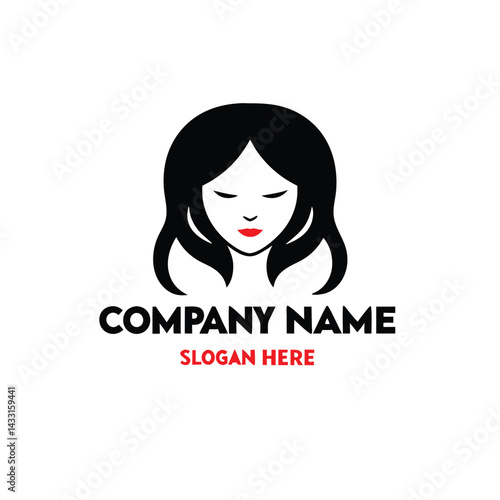 Feminine logo design with a woman's head and flowing hair