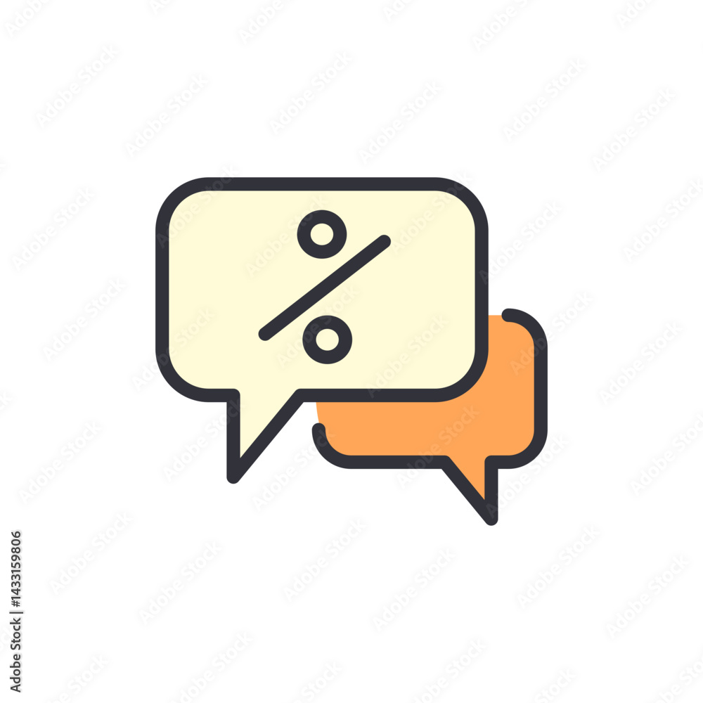 Fototapeta premium Discount chat colored icons, minimalist vector illustration ,simple transparent graphic element .Isolated on white background