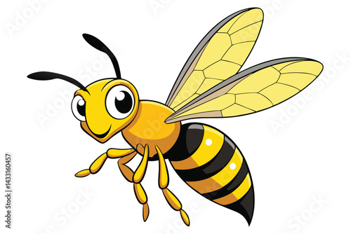 cartoon wasp flying on white