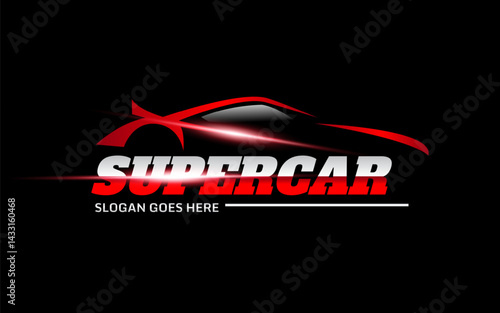 Red super car vector logo template