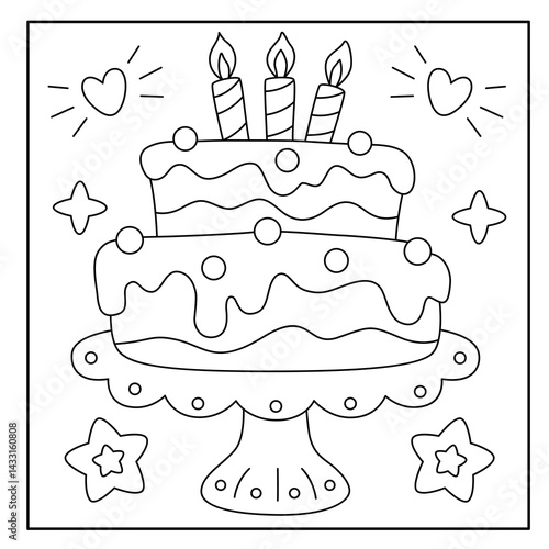 Wall Mural Cake Coloring Pages for Kids