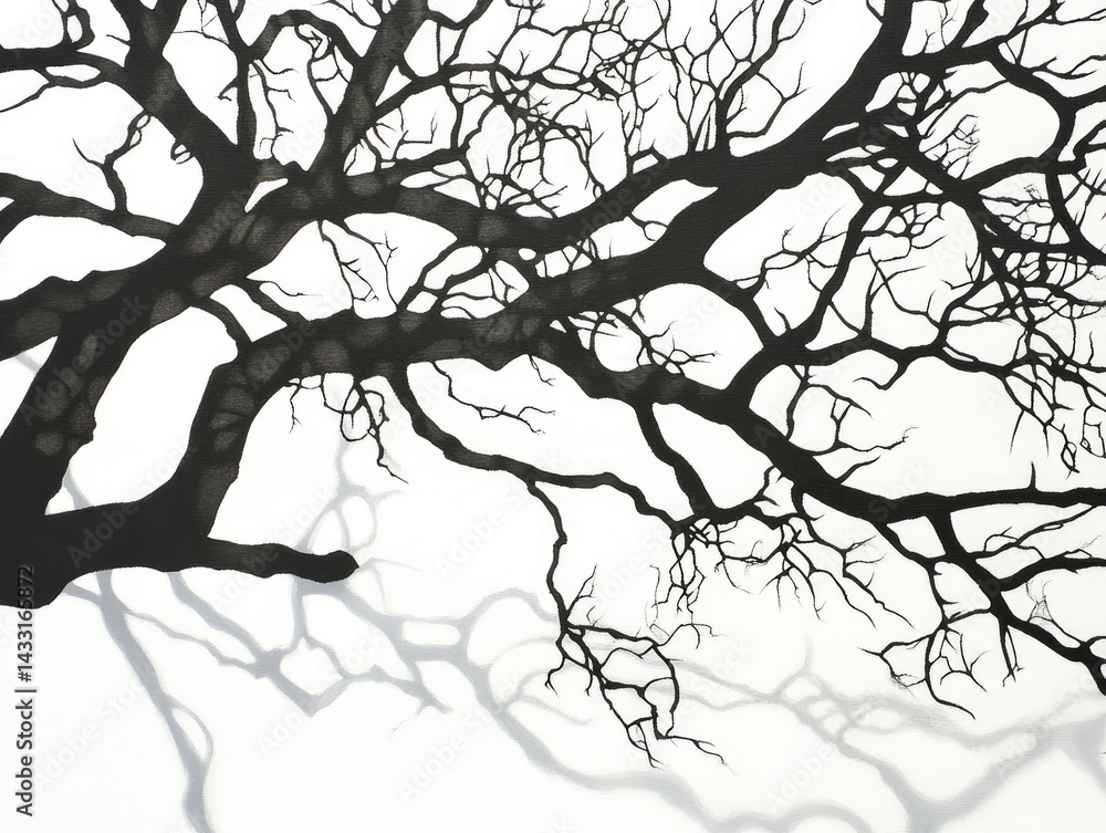 Fototapeta premium Bare tree branches against bright sky