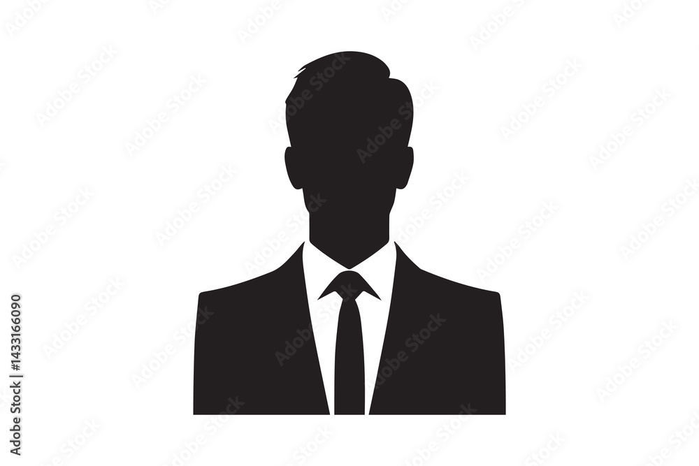 Black and white, with a simple and minimalistic Business man silhouette isolated on a white background Black and white, with a simple and minimalistic Business man silhouette isolated on a white background