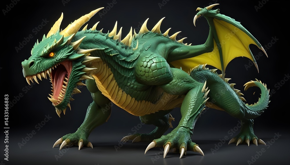 3D Model of a Fierce Green Dragon 3D Model of a Fierce Green Dragon