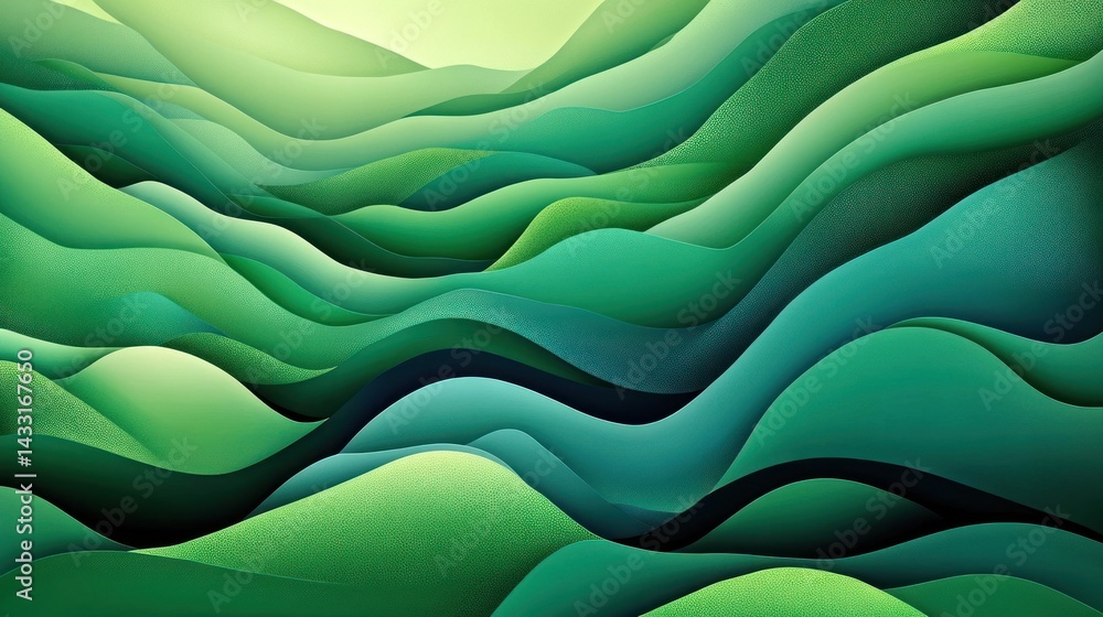 Serene Green Hills: An Abstract Landscape Serene Green Hills: An Abstract Landscape