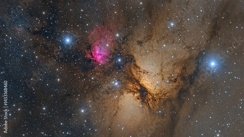 Cosmic Nebula with Star Clusters in Dark Space