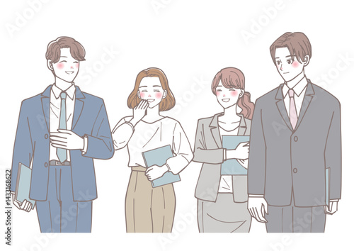 談笑しながら歩いている会社員たち