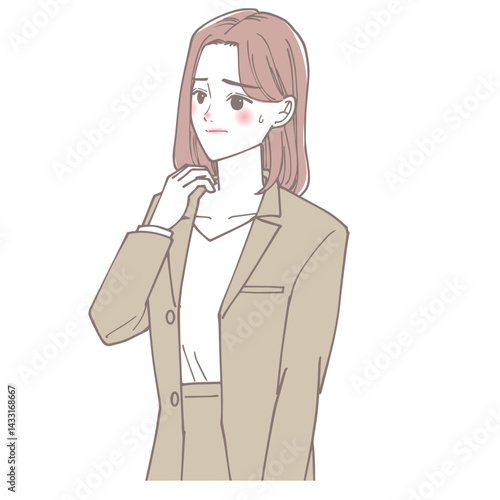 喉がイガイガする女性のイラスト