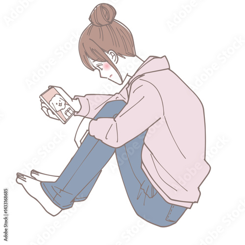 ペットロスになっている女性のイラスト