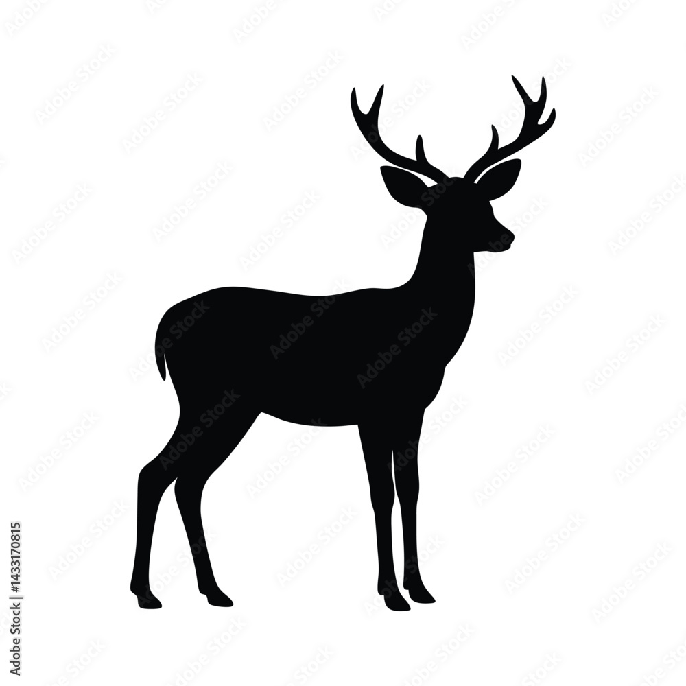 Obraz premium Deer Silhouette Clipart | Stag Outline Vector | Wildlife Animal Design