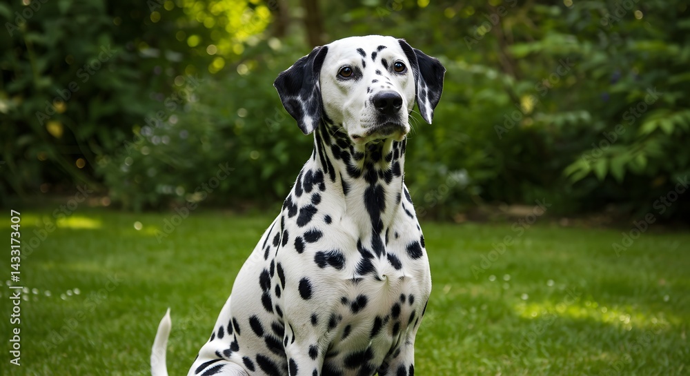Realistic Dalmatian dog sitting Realistic Dalmatian dog sitting