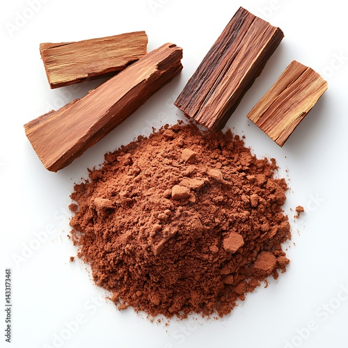 red Sandalwood Powder with Wood Pieces