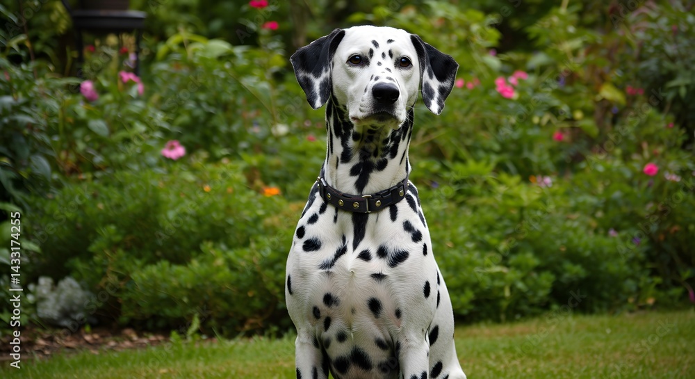 Realistic Dalmatian dog sitting Realistic Dalmatian dog sitting