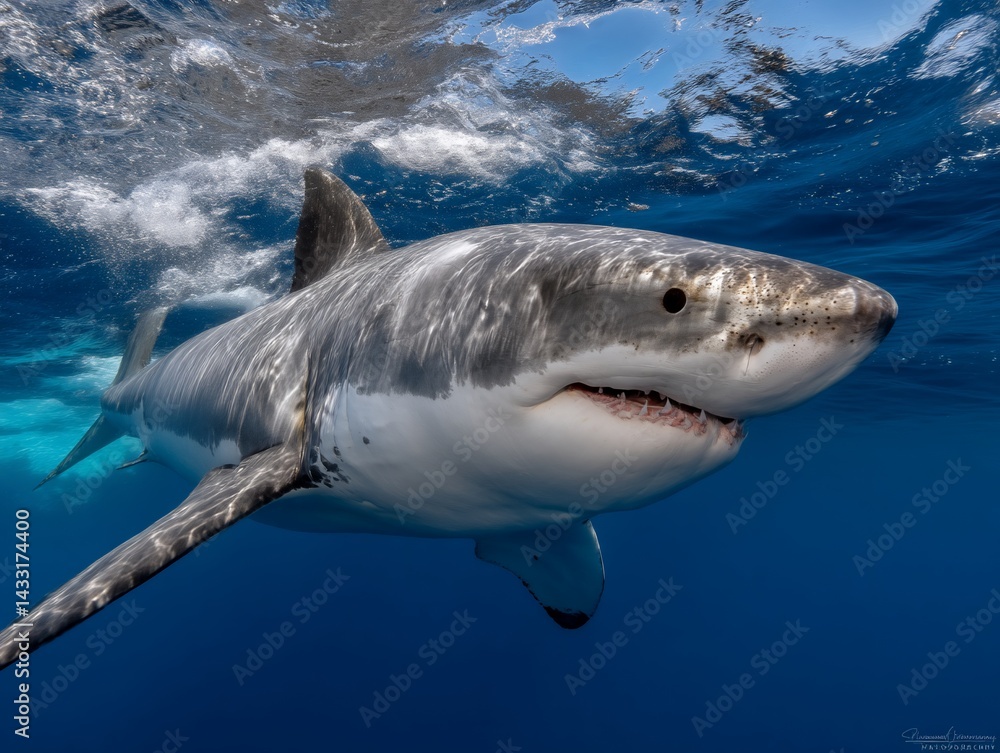 Fototapeta premium Great white shark in the ocean