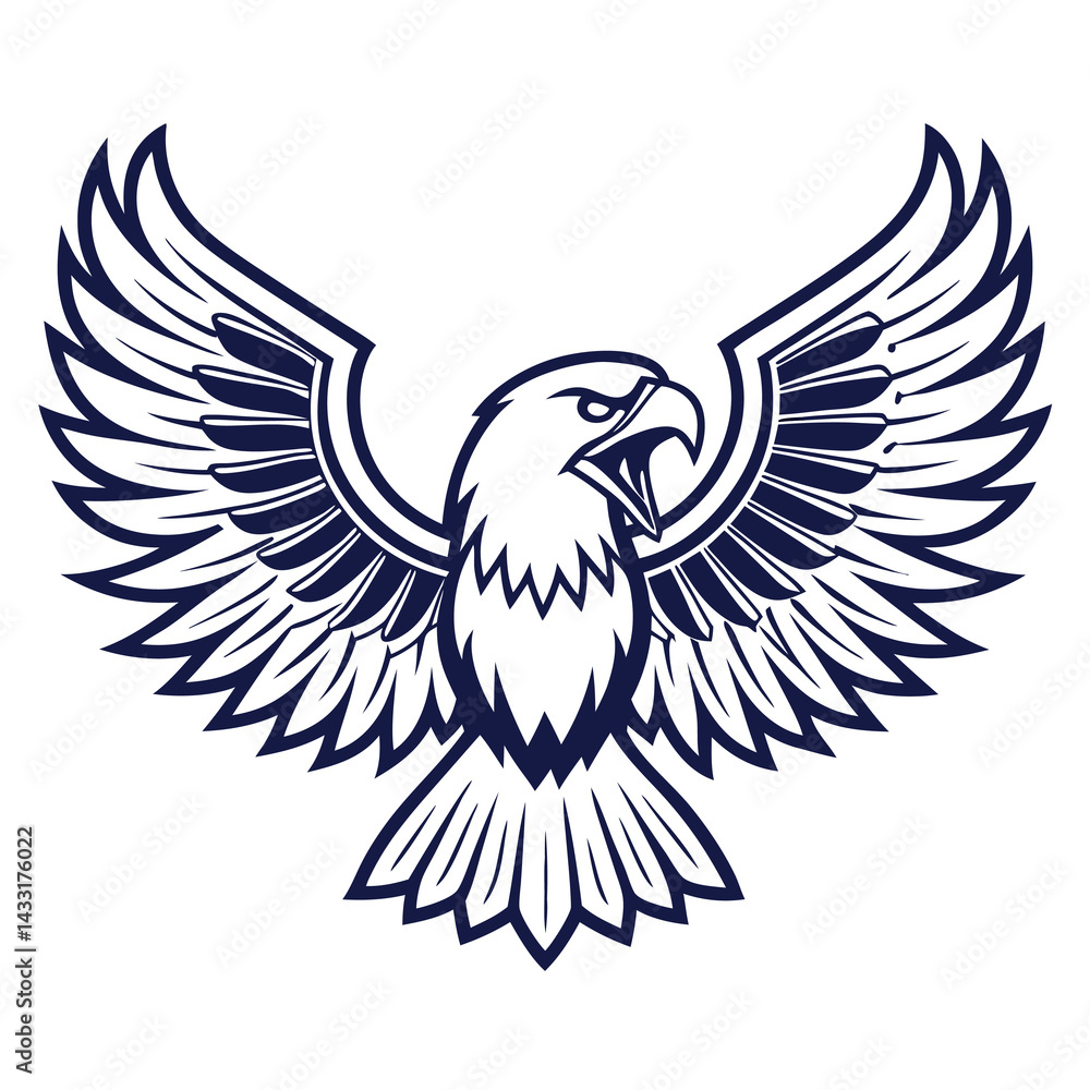 Fototapeta premium Aggressive-eagle-mascot-vector-with-open-wings 