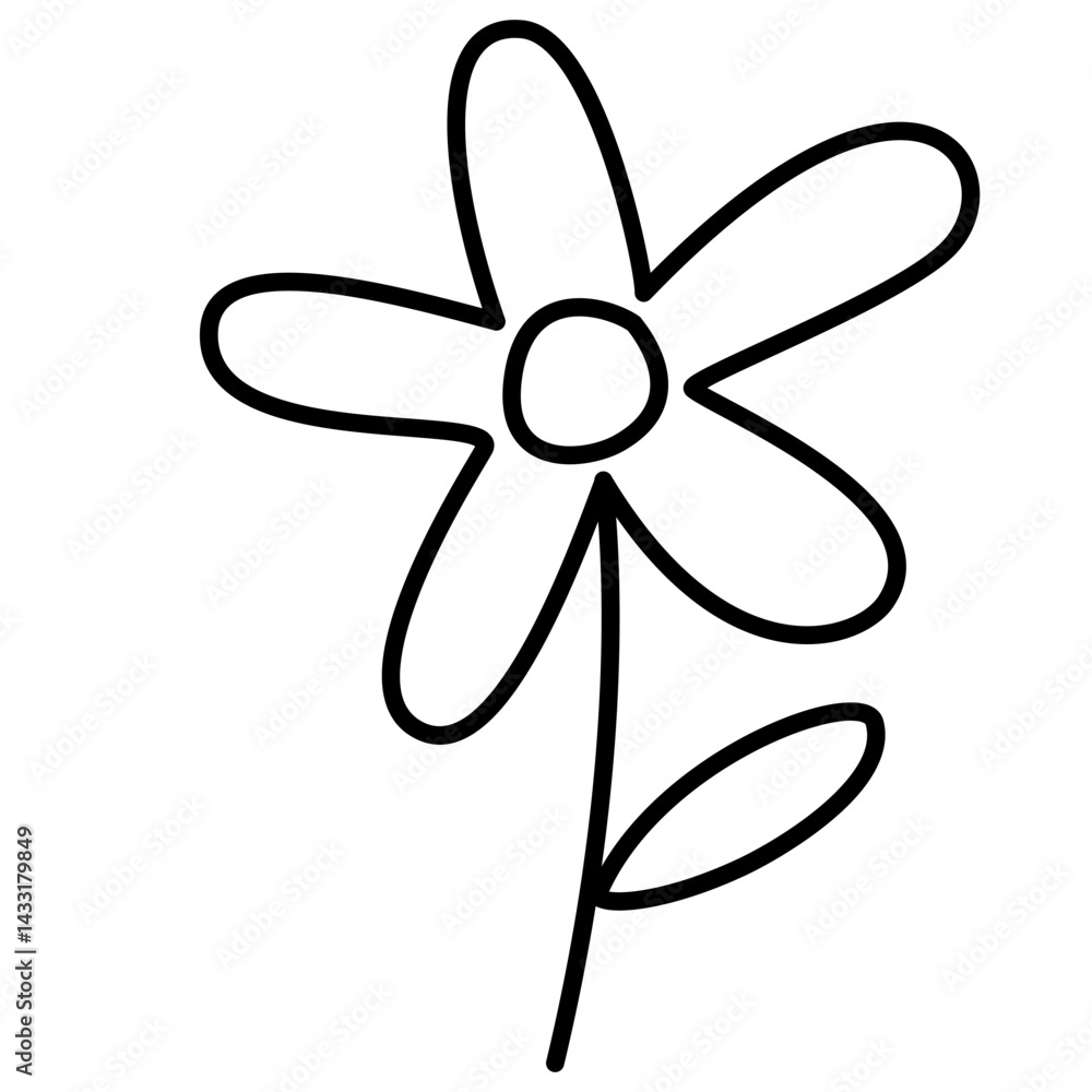 Whimsical Hand-Drawn Flower Outline – Minimal Floral SVG Illustration for Spring Designs Whimsical Hand-Drawn Flower Outline – Minimal Floral SVG Illustration for Spring Designs