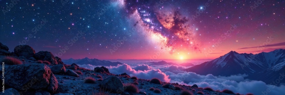 Galactic Landscape with Bright Constellations, space, nebula, cosmos Galactic Landscape with Bright Constellations, space, nebula, cosmos