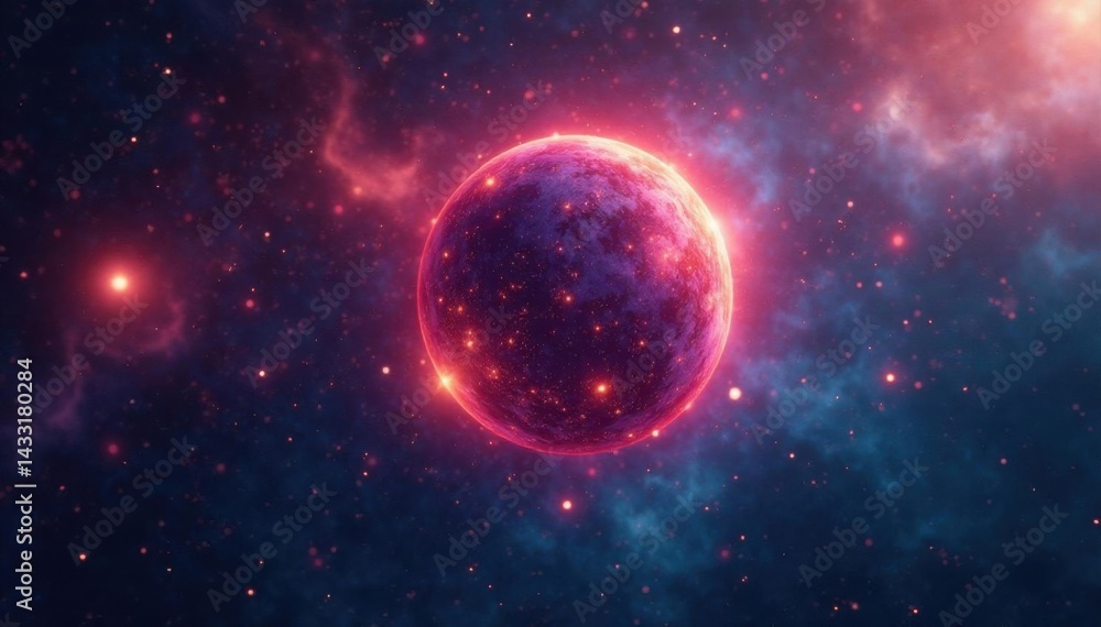 Obraz premium Glowing sphere drifting through interstellar gas and dust , space, glowing