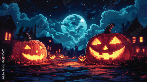 Haunted Castle on Halloween Night