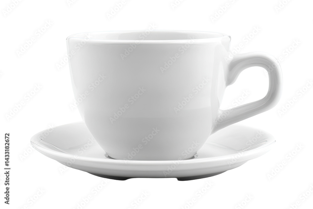White ceramic coffee cup and saucer White ceramic coffee cup and saucer