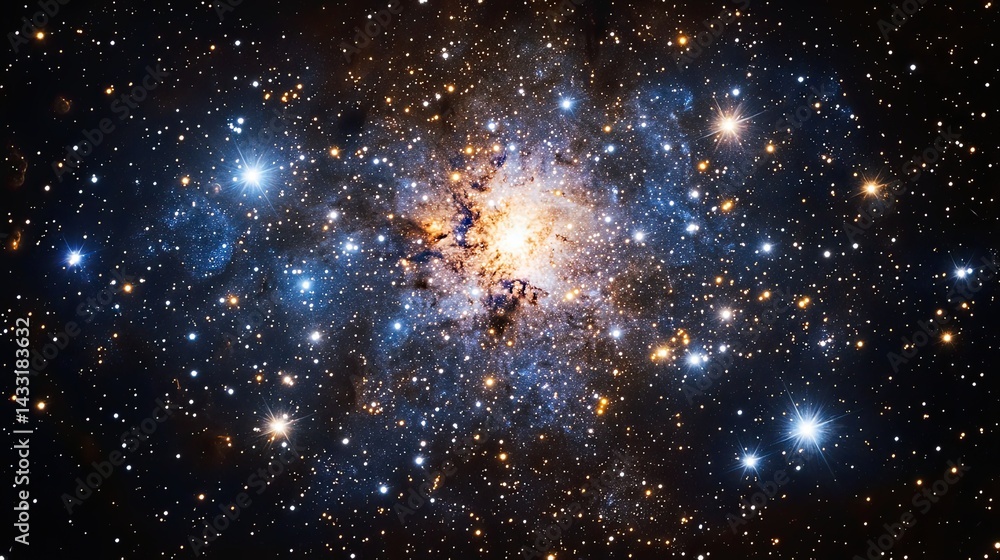 Vibrant Cosmic Nebula with Glowing Stars and Blue Hues Vibrant Cosmic Nebula with Glowing Stars and Blue Hues