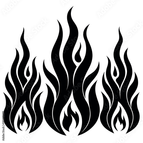 A set-of-bold-black-flame-border-vector 