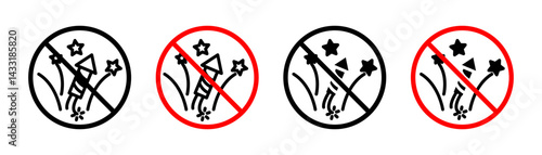 Ban on fireworks sign in flat style. Basic vector symbol illustration