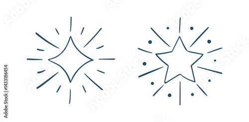 Set Hand drawn sparkling stars	
