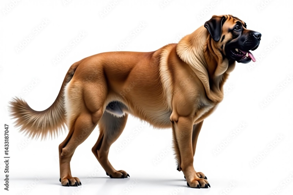 Obraz premium Majestic mastiff, powerful stance, white background, fur, wrinkles