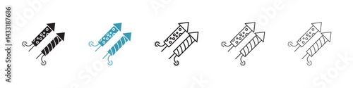 Fireworks rocket sign in flat style. Basic vector symbol illustration