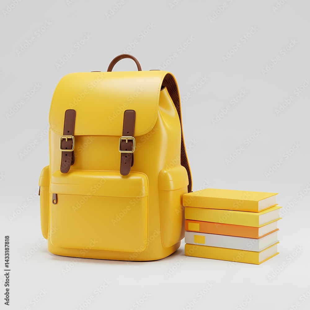 3d school bag with books 3d school bag with books