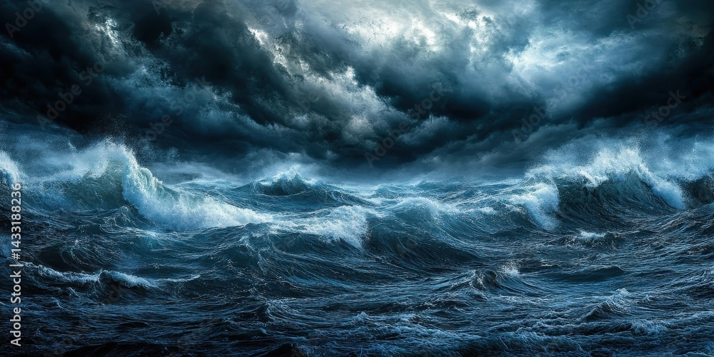 Fototapeta premium Turbulent sea under a menacing sky.