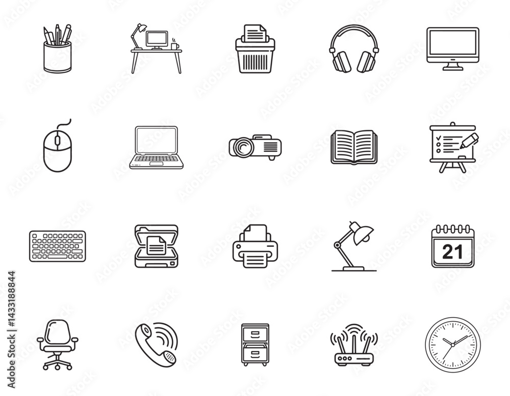 20 Office Equipment and Tools Icons set
20 Office Equipment and Tools Icons set