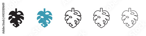 Monstera deliciosa plant leaf icon in flat style. Basic vector symbol illustration