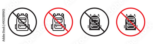 No backpacks allowed sign in flat style. Basic vector symbol illustration