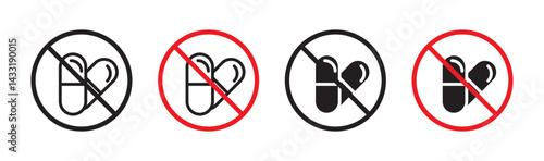 No drugs sign in flat style. Basic vector symbol illustration