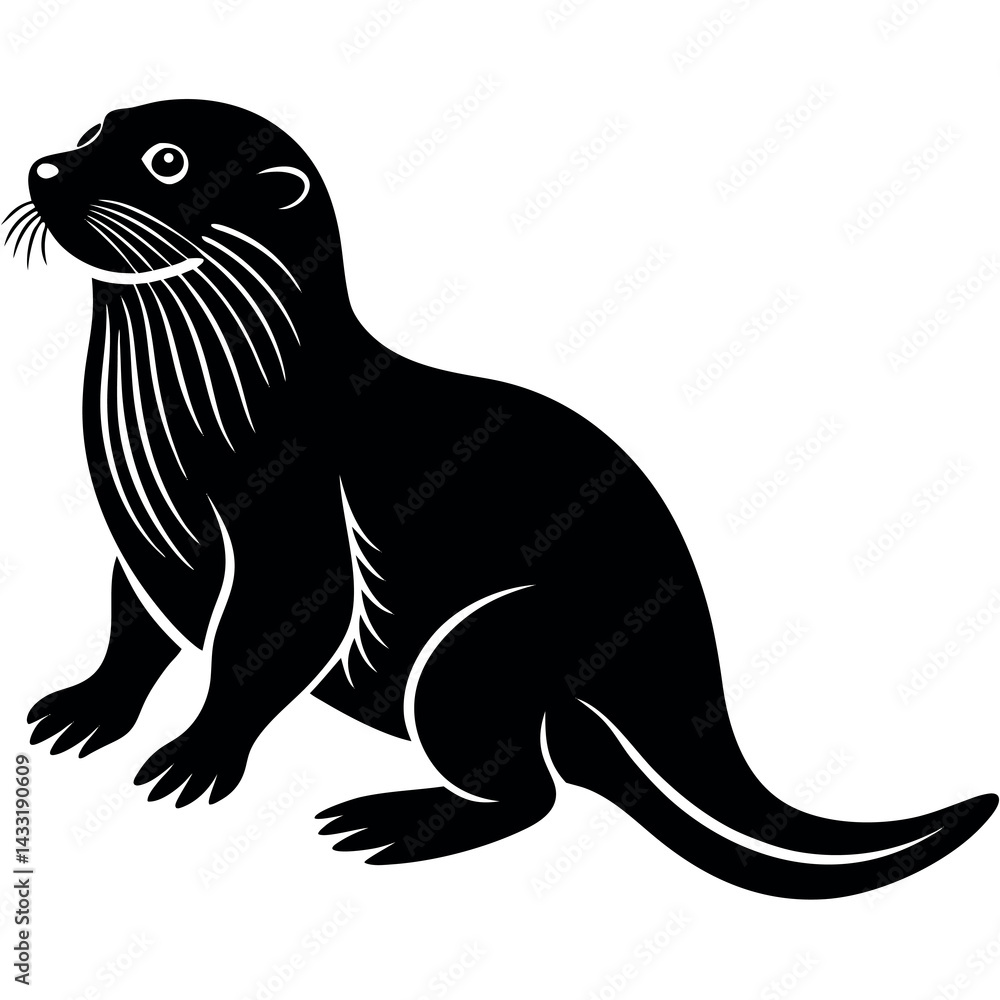 Obraz premium Sea-otter-icon--silhouette-vector.