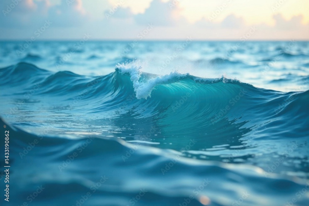 Fototapeta premium Dreamy ocean waves in soothing blue tones with gentle ripples and organic feel, texture, gentle
