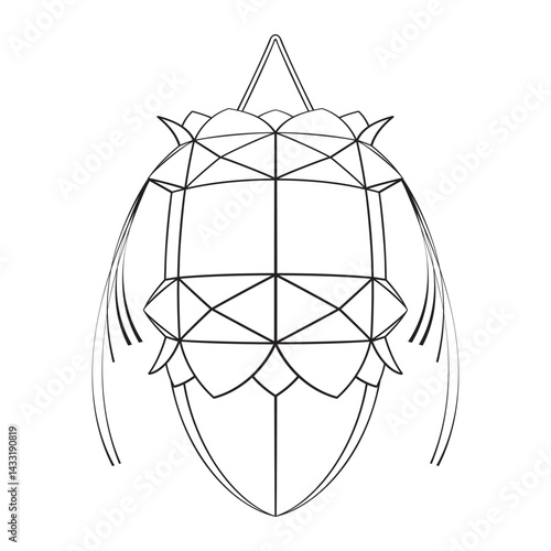 vesak lantern in black outline vector art