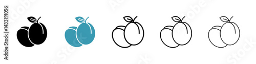 Plum icon in flat style. Basic vector symbol illustration