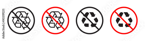 Recycle prohibition sign in flat style. Basic vector symbol illustration