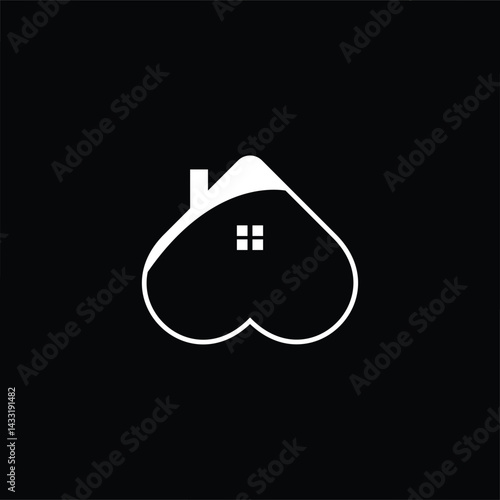A creative logo combining a house and love symbol, perfect for real estate, home services, or family-focused brands conveying warmth and comfort.